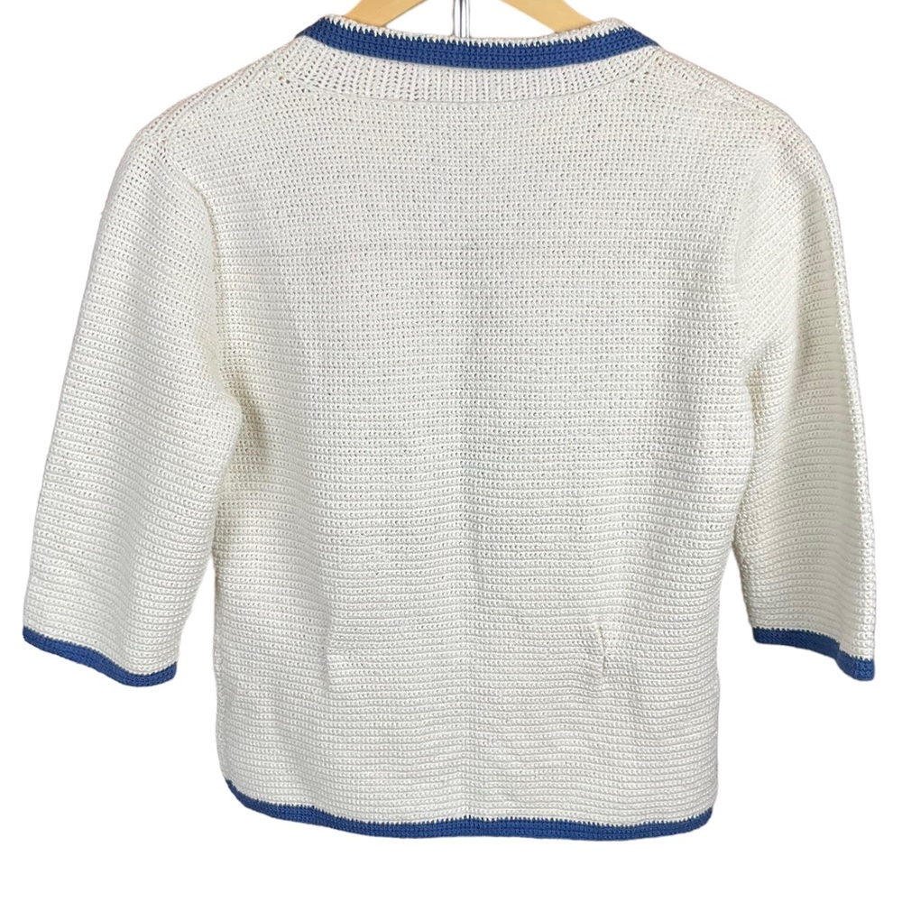 Red Valentino Woven Cardigan Blazer Cream Blue Knit Jacket Women’s XS - Picture 6 of 17
